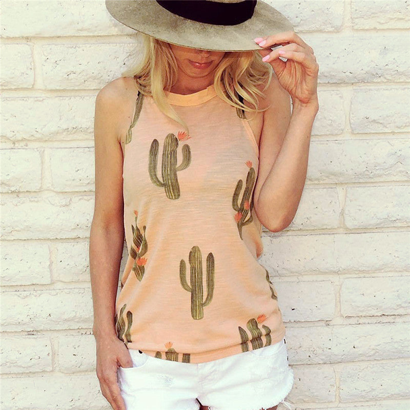 Cactus Print Women T Shirt