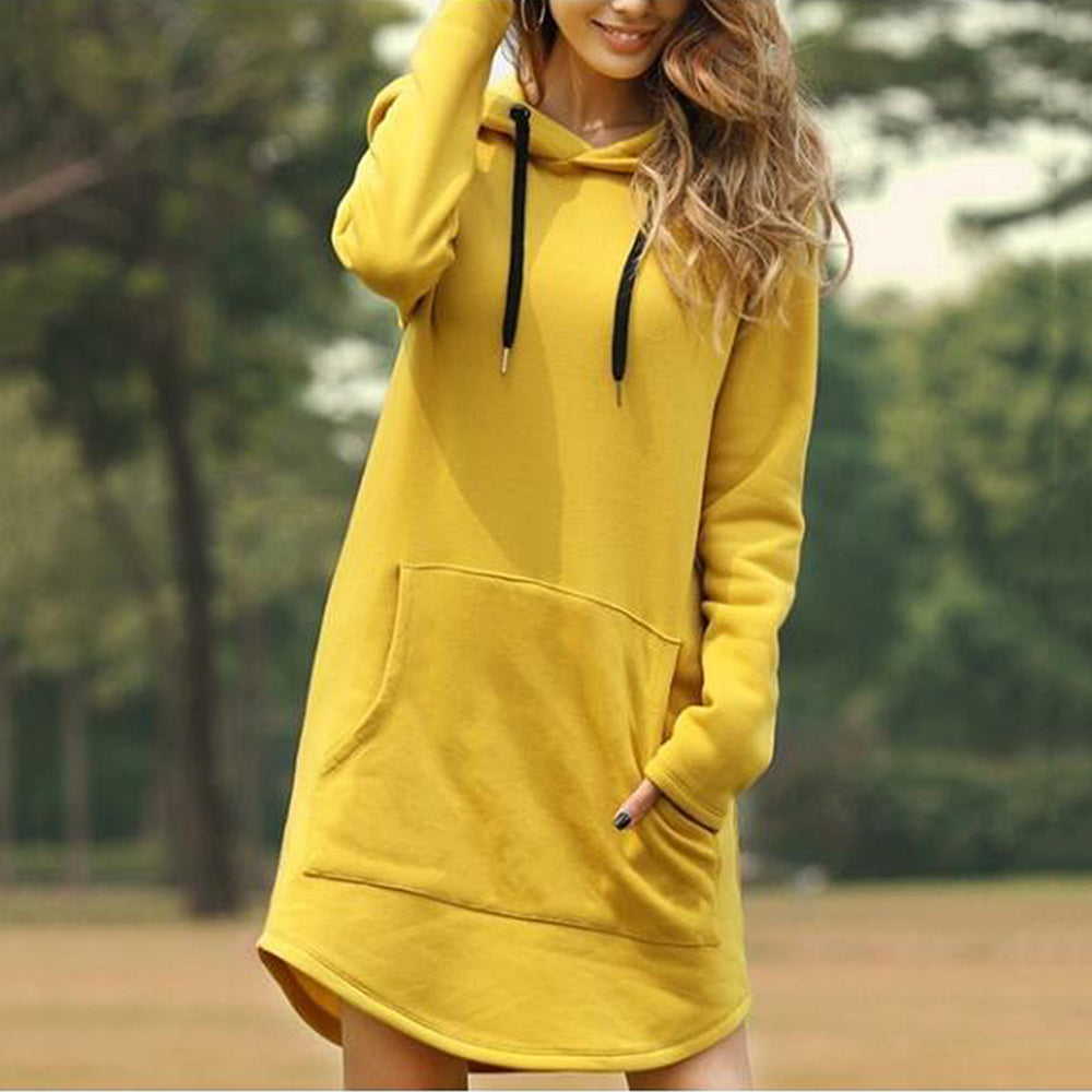 Mid-length hooded sweatshirt