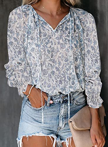 Printed Shirt V-neck Long-sleeved T-shirt