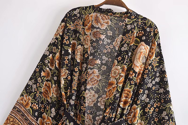 Watermark Positioning Flower Belt Kimono Jacket