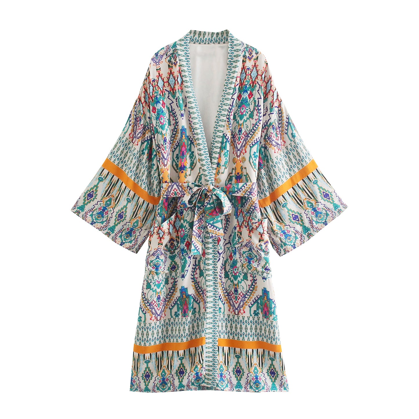 New European And American Style Printed Wide Loose Long Kimono Suit Jacket