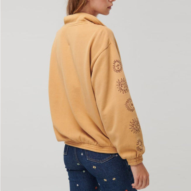 Printed zipper sweatshirt