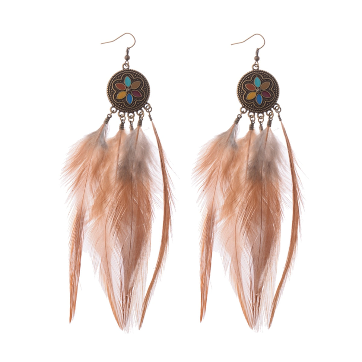 Dream Catcher Tassel Feather Earrings