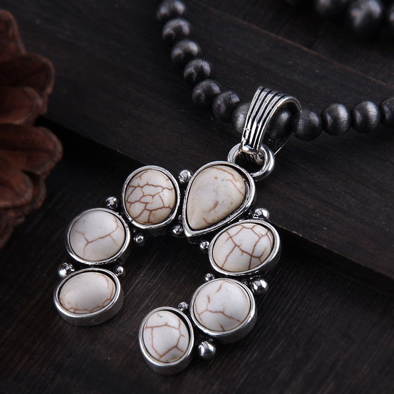 Boho Jewelry 3 Layer Gray Drawing CCB Moon Metal Stones Necklaces