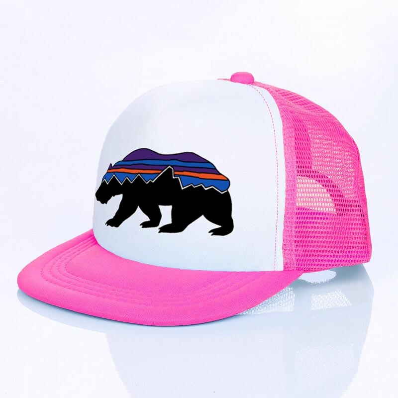 Moon Mountain Bear Flat Visor Mesh Hats Men Women Rainbow Animal  Hip Hop Cap Hat Cool Summer Hiking Camping Baseball Caps YF143