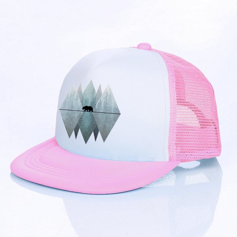 Moon Mountain Bear Flat Visor Mesh Hats Men Women Rainbow Animal  Hip Hop Cap Hat Cool Summer Hiking Camping Baseball Caps YF143