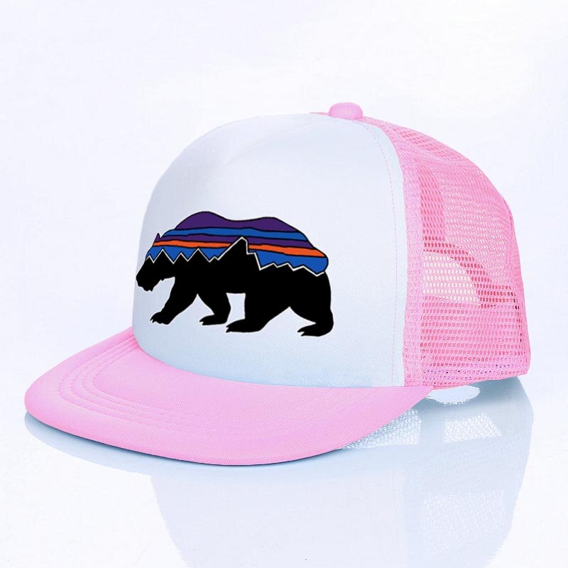 Moon Mountain Bear Flat Visor Mesh Hats Men Women Rainbow Animal  Hip Hop Cap Hat Cool Summer Hiking Camping Baseball Caps YF143