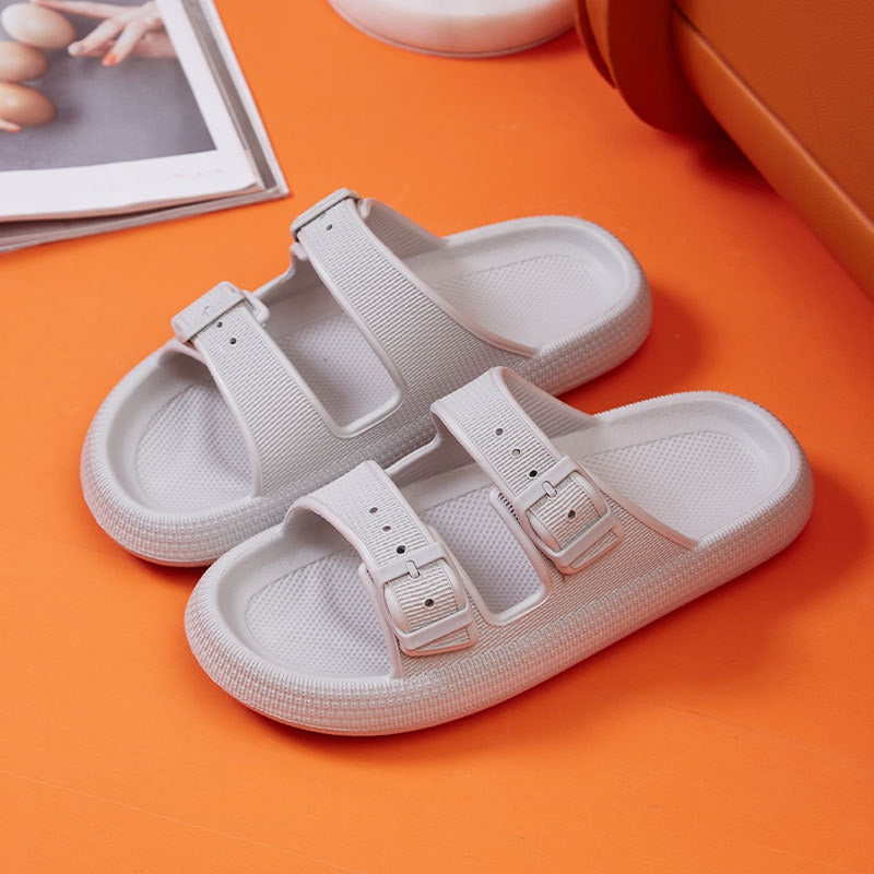 Buckle Thick Platform Slippers