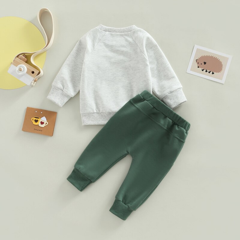 Baby Boy Clothes Set 2pcs Long Sleeve Letter Cartoon