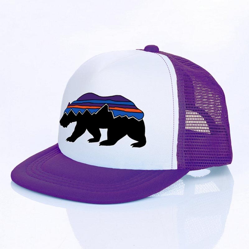 Moon Mountain Bear Flat Visor Mesh Hats Men Women Rainbow Animal  Hip Hop Cap Hat Cool Summer Hiking Camping Baseball Caps YF143