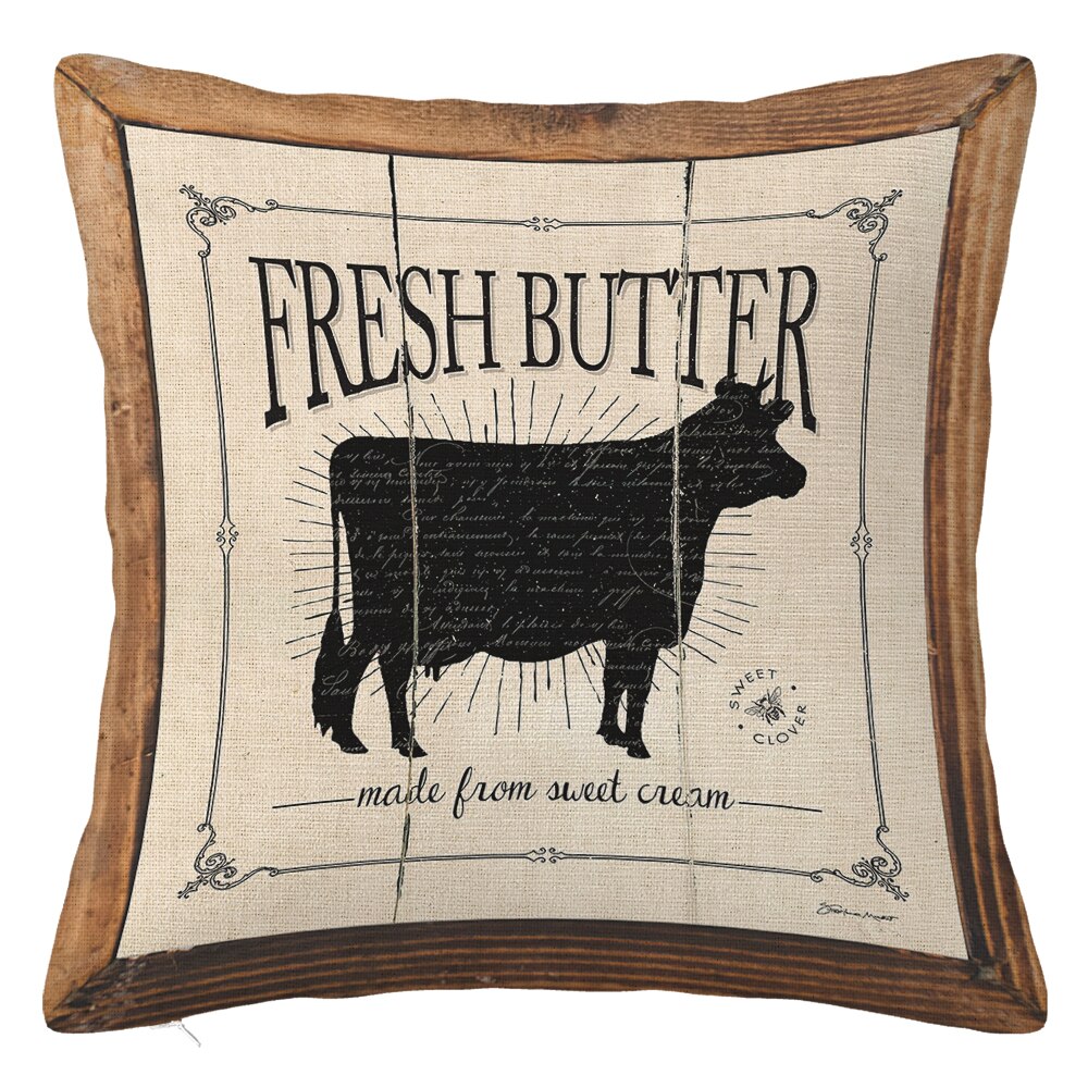 Retro cow pattern linen pillowcase pillowcase 40x40