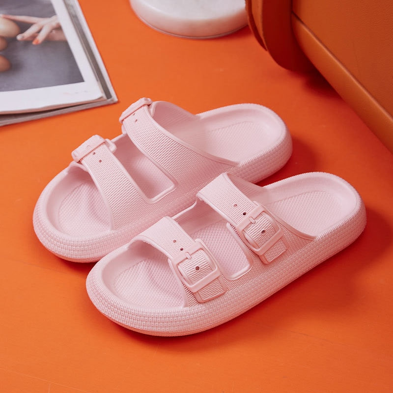 Buckle Thick Platform Slippers