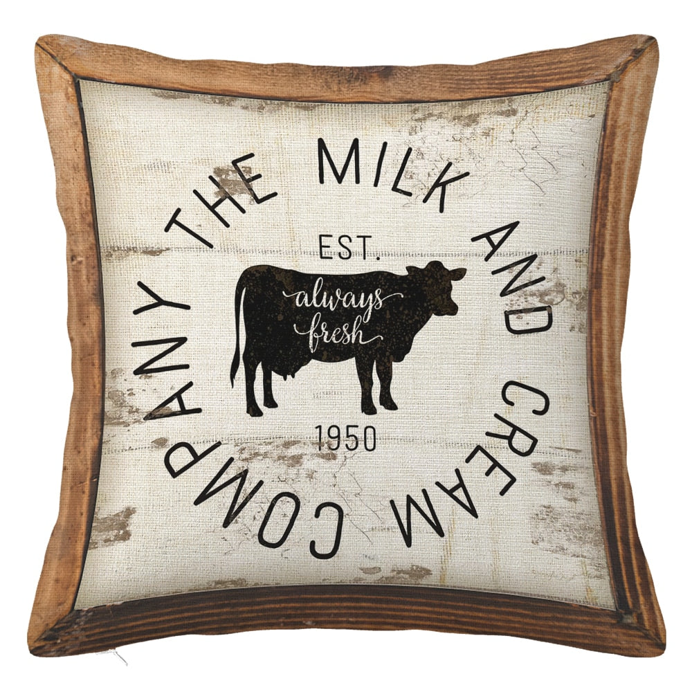 Retro cow pattern linen pillowcase pillowcase 40x40