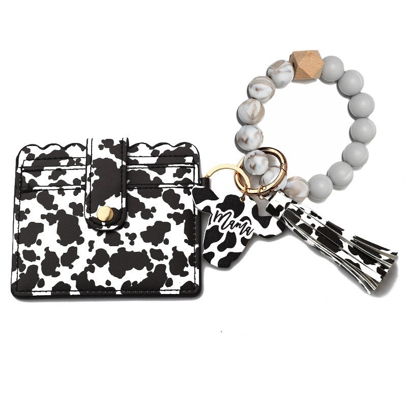 Cow Initial Wristlet keychain