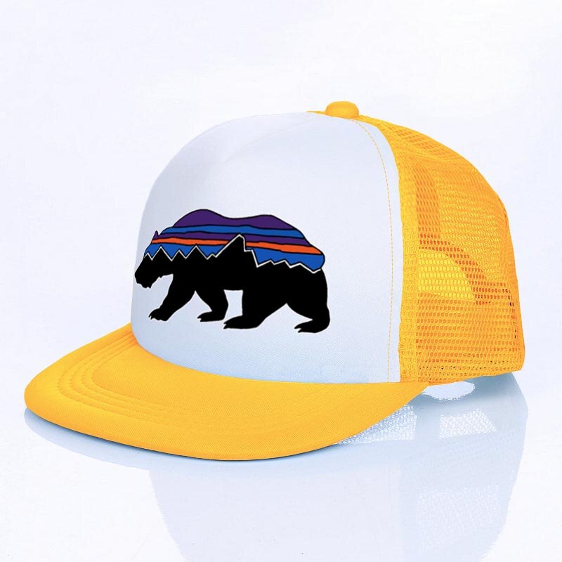 Moon Mountain Bear Flat Visor Mesh Hats Men Women Rainbow Animal  Hip Hop Cap Hat Cool Summer Hiking Camping Baseball Caps YF143