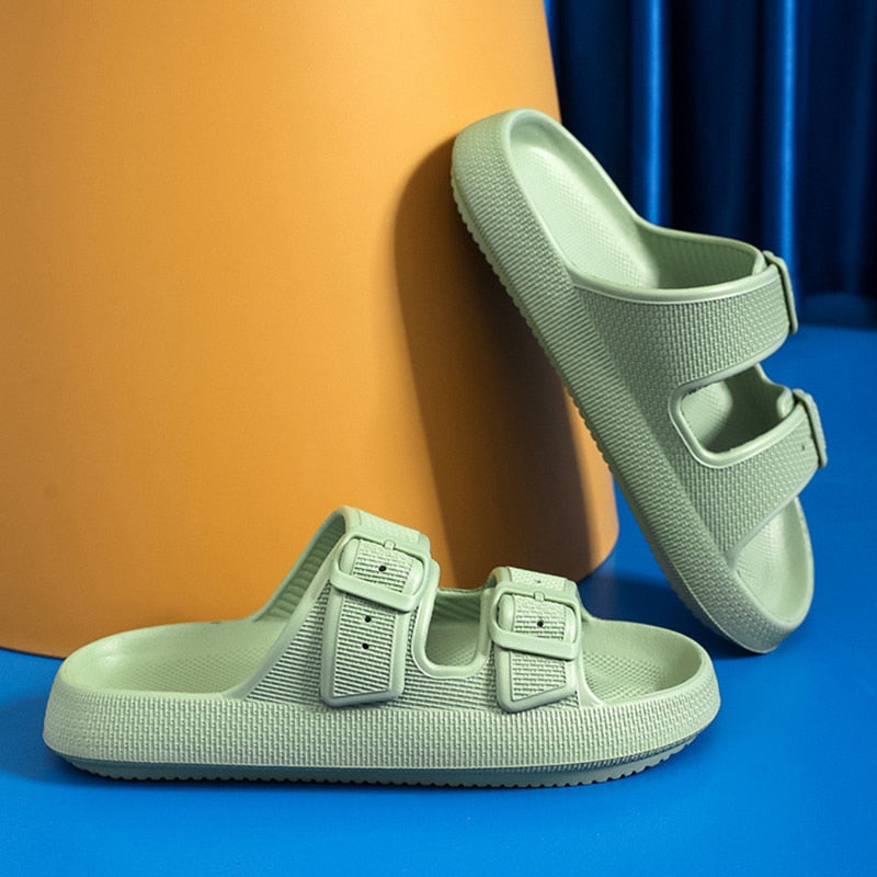 Buckle Thick Platform Slippers