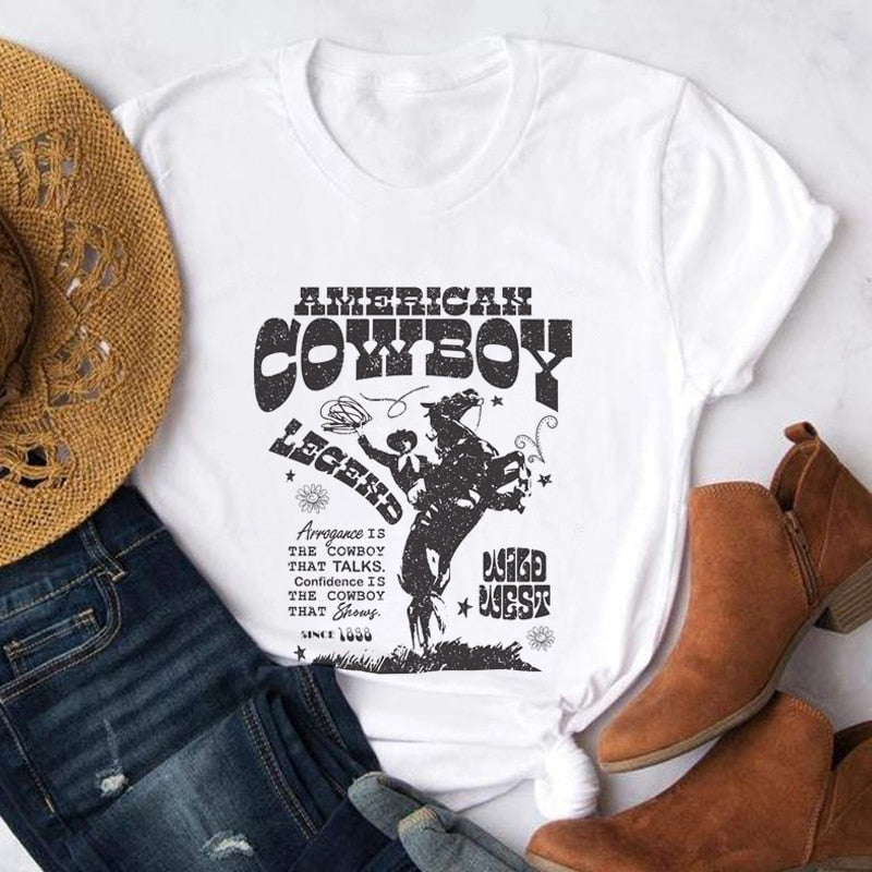 Oversized T Shirt Western Cowgirl