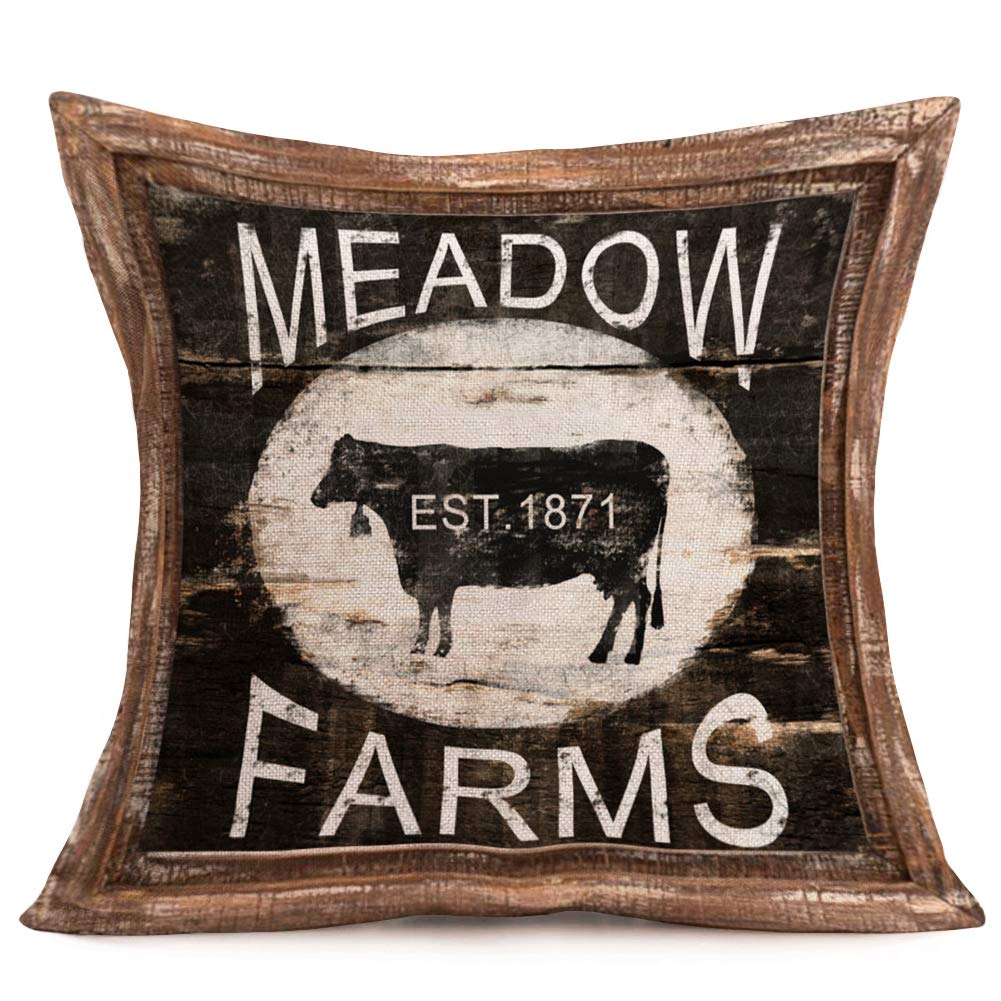 Retro cow pattern linen pillowcase pillowcase 40x40