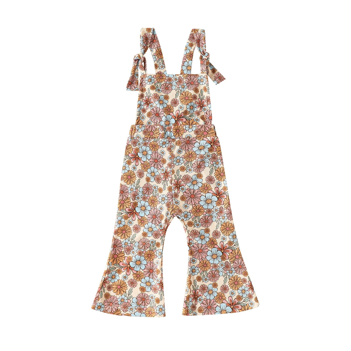 Floral Print Sleeveless Backless Knotted Rompers