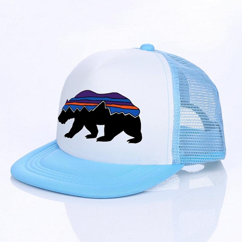 Moon Mountain Bear Flat Visor Mesh Hats Men Women Rainbow Animal  Hip Hop Cap Hat Cool Summer Hiking Camping Baseball Caps YF143