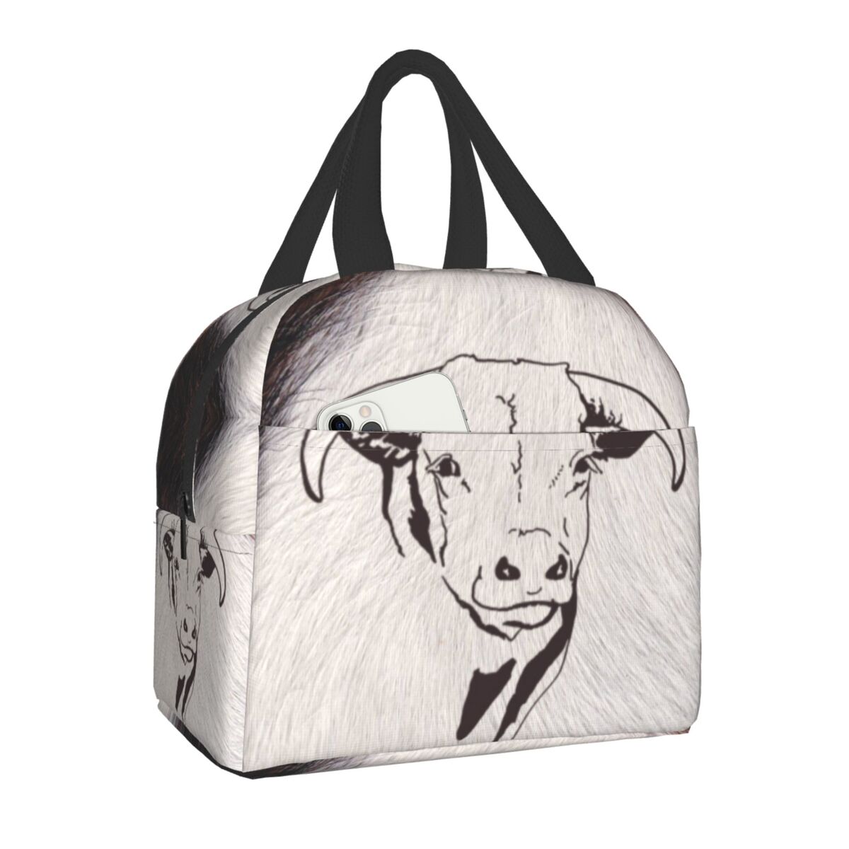 Western Cowboy Rodeo Horse Cowhide Cow Print Lunch Bag Resuable Cooler Thermal Insulated Lunch Box for Women School Work Picnic