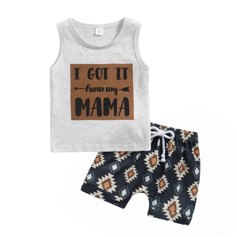 Momma Bestie Sleeveless Tanks Tops+Graphic Print Shorts