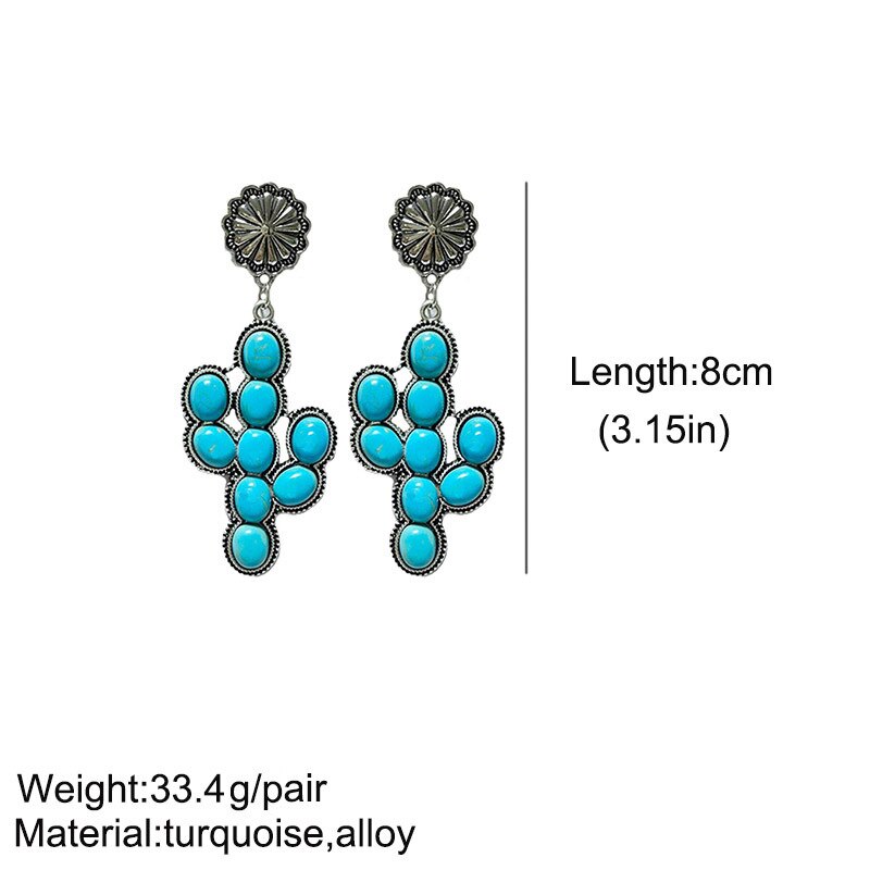 Semi Stone Turquoise Cactus Earrings