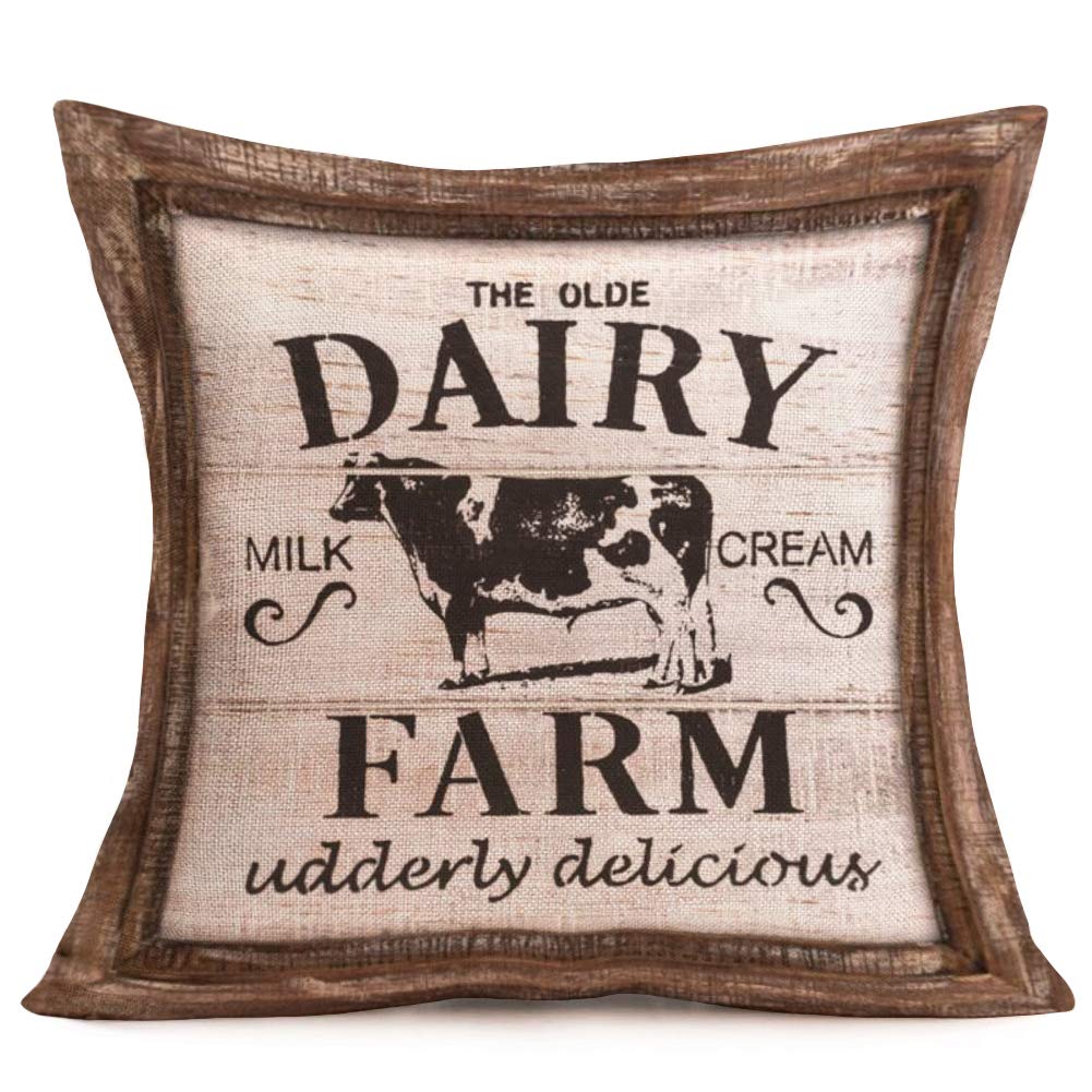 Retro cow pattern linen pillowcase pillowcase 40x40