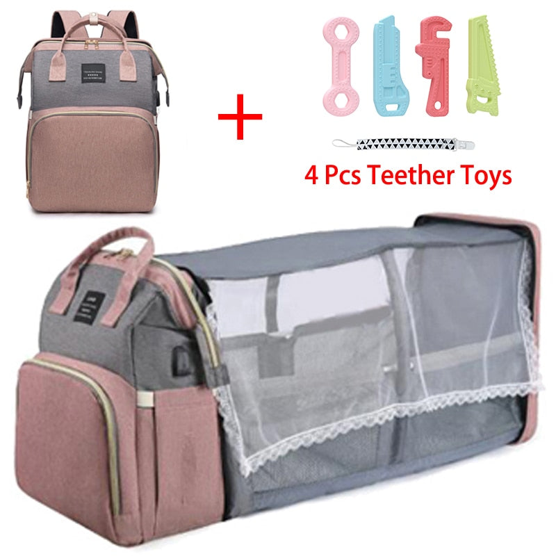 Folding Bag Lightweight Portable Folding Crib Bed Large-capacity Baby Backpack