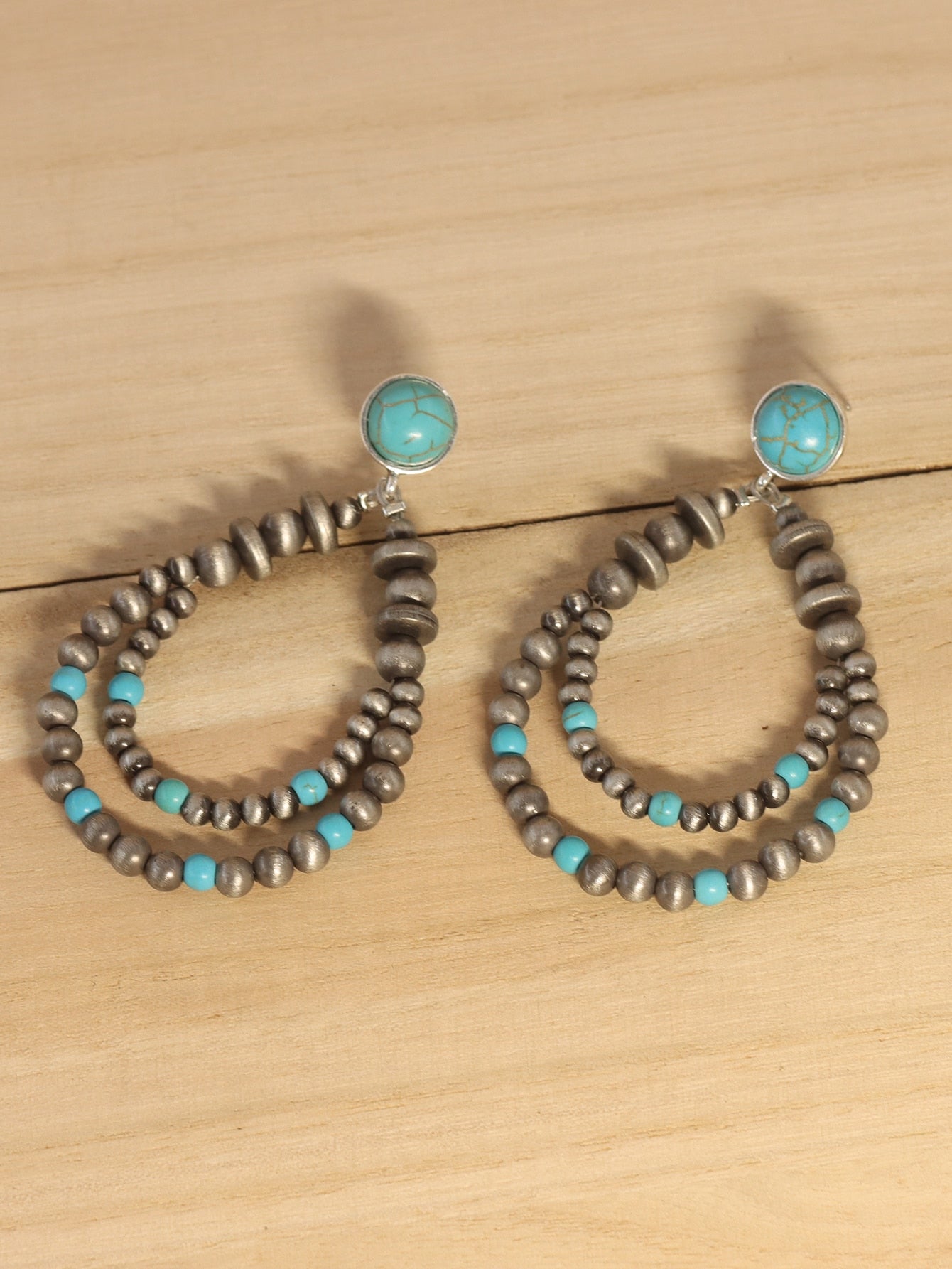 Navajo pearl Jumbo Center Bead Tear Drop Earrings