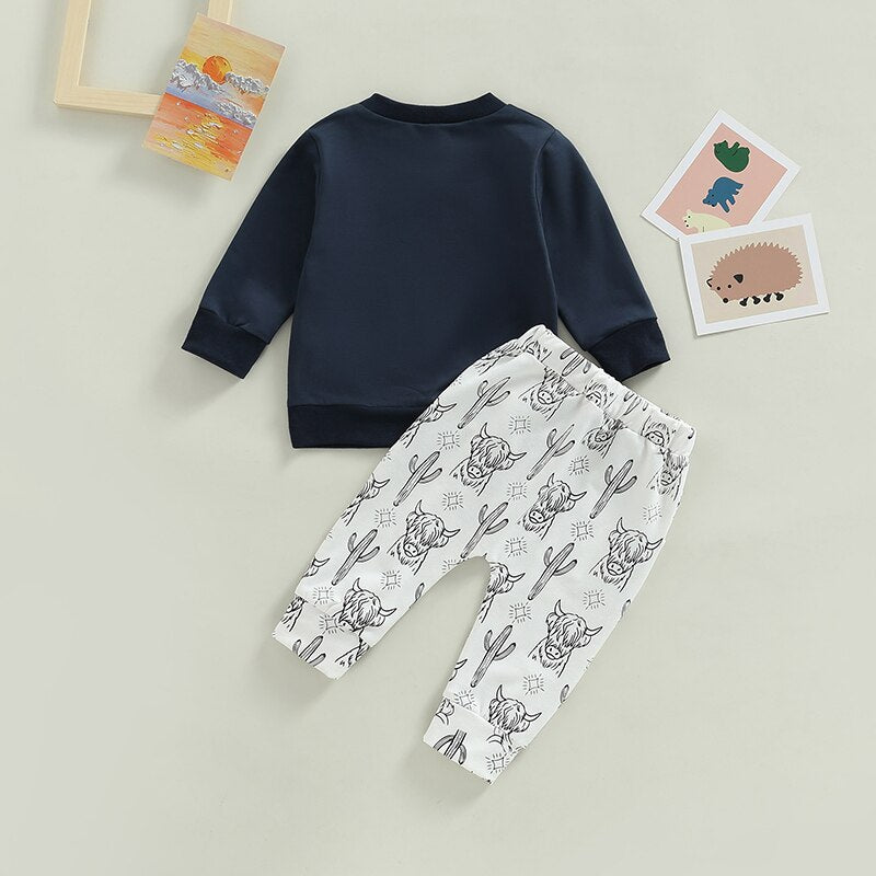 Long Sleeve Sweatshirts Cactus Print Drawstring Pants Tracksuits