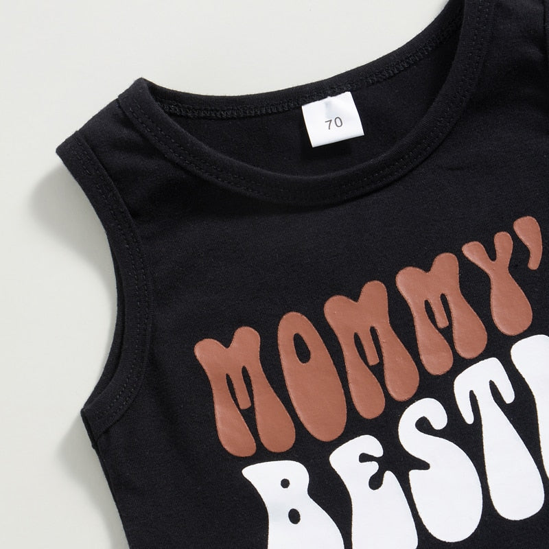 Momma Bestie Sleeveless Tanks Tops+Graphic Print Shorts