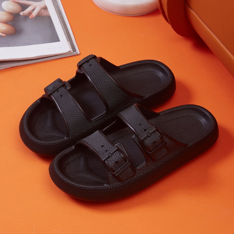 Buckle Thick Platform Slippers