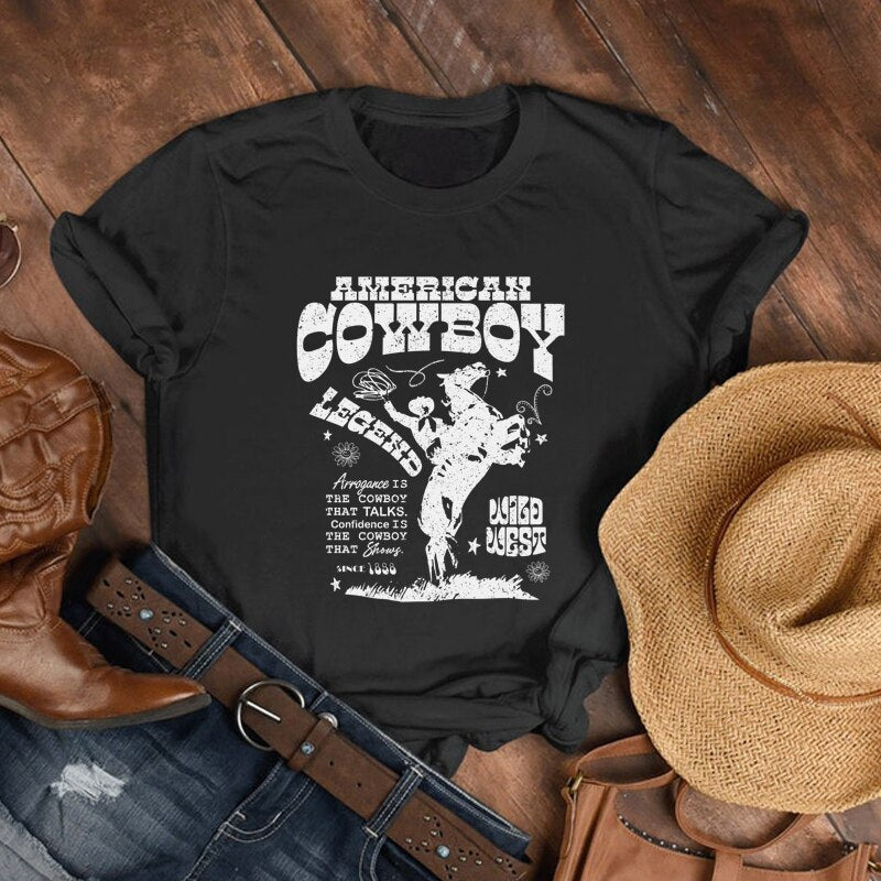 Oversized T Shirt Western Cowgirl