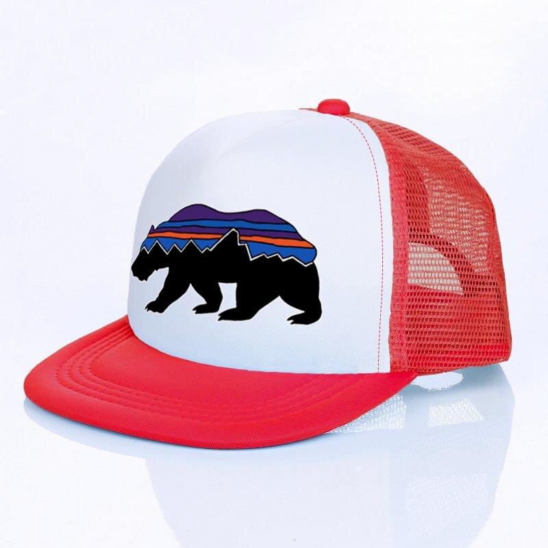 Moon Mountain Bear Flat Visor Mesh Hats Men Women Rainbow Animal  Hip Hop Cap Hat Cool Summer Hiking Camping Baseball Caps YF143