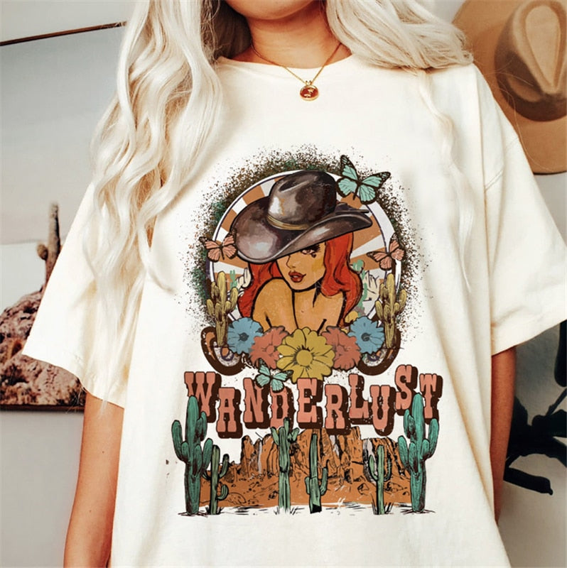 Western Style Denim Funny Women T-shirt