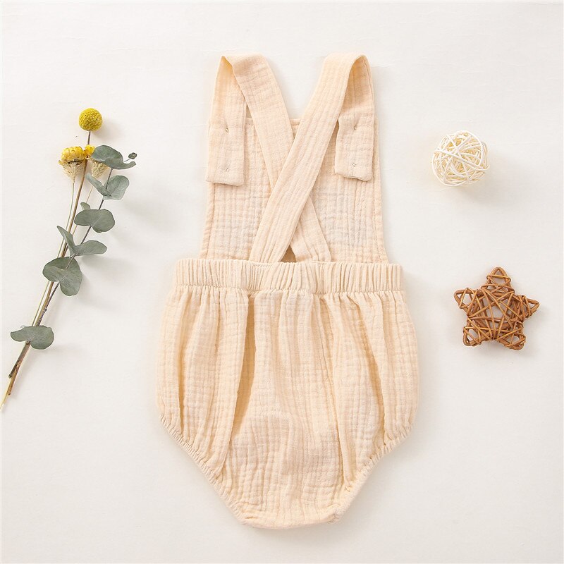 Cotton Linen Suspender Jumpsuits Playsuits Sunsuit Outfits Newborn Clothes
