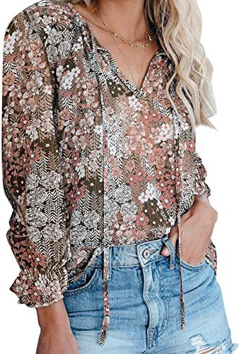 Printed Shirt V-neck Long-sleeved T-shirt