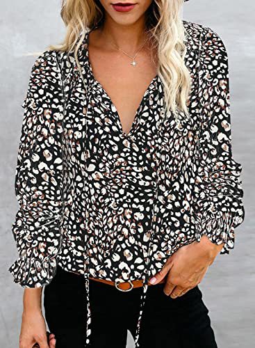 Printed Shirt V-neck Long-sleeved T-shirt