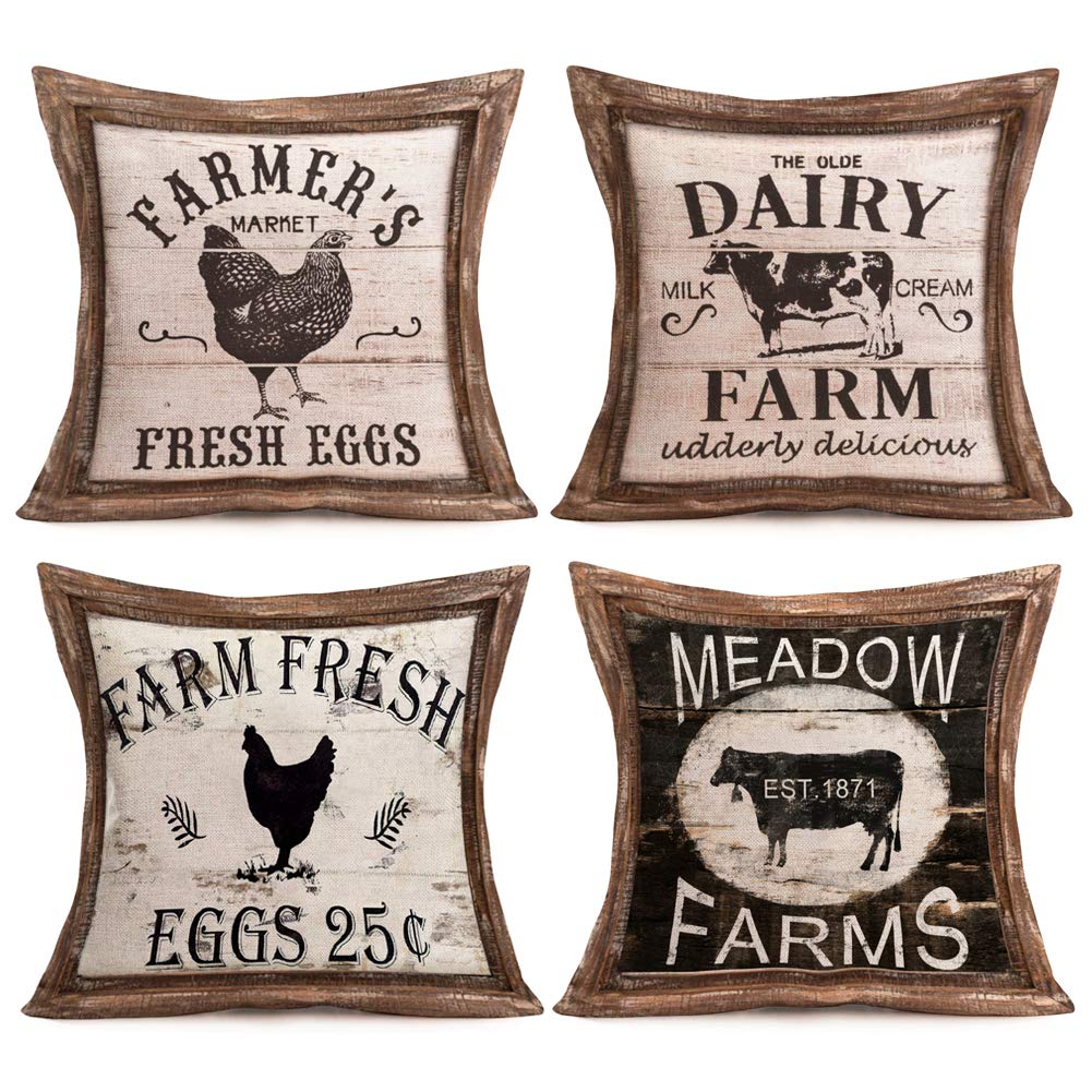 Retro cow pattern linen pillowcase pillowcase 40x40