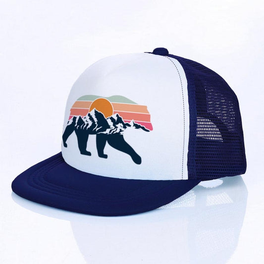 Moon Mountain Bear Flat Visor Mesh Hats Men Women Rainbow Animal  Hip Hop Cap Hat Cool Summer Hiking Camping Baseball Caps YF143