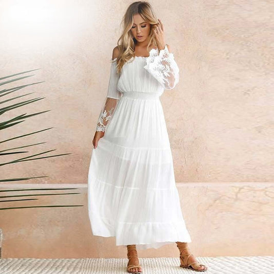 Lace Boho Chiffon Maxi Dress