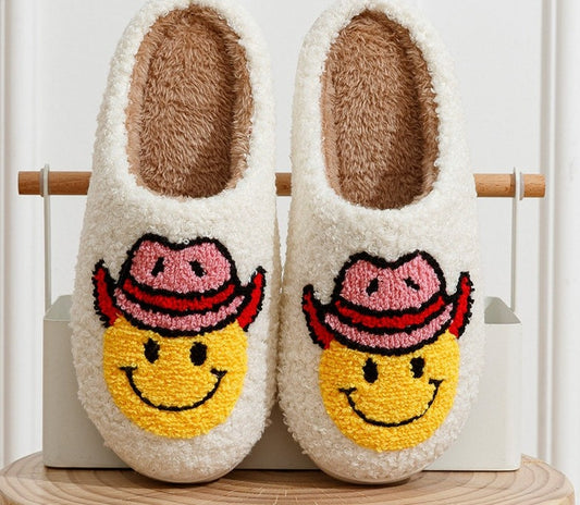 Smile Face Cowgirl Slippers