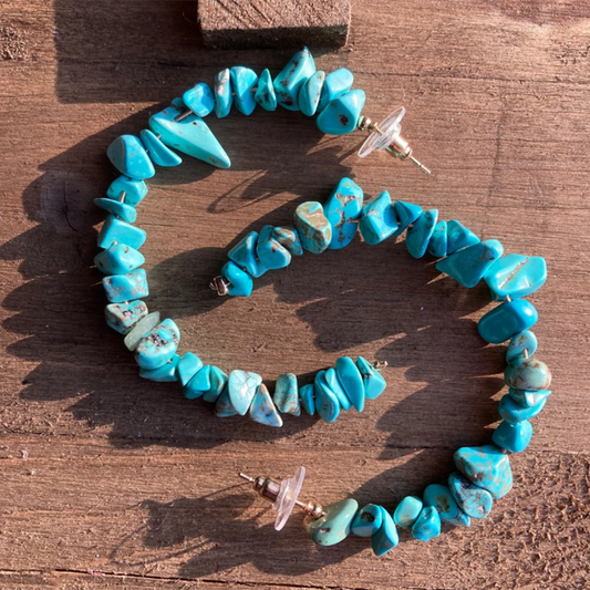 4.5cm Turquoise Stone Hoop Earrings